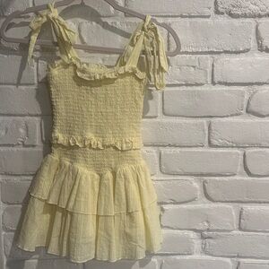 Katie J NYC Yellow Ruffled Sleeveless Dress Sz M (10)